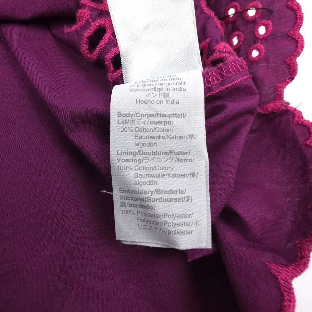J CREW Mockneck cotton poplin top with embroidered eyelet Purple Preppy Boho